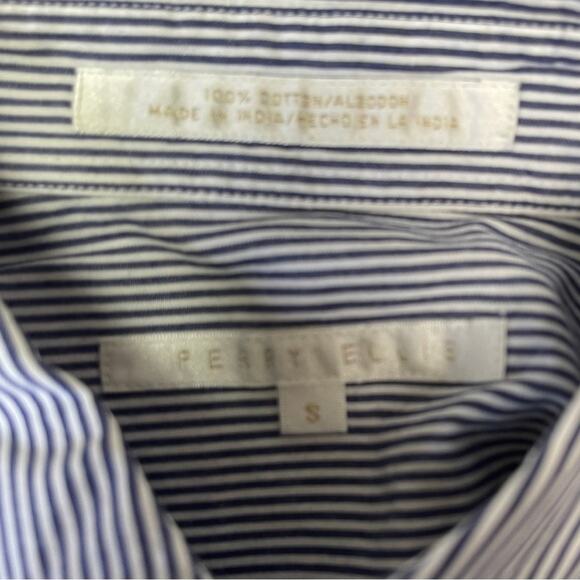 Perry Ellis long sleeve button up shirt party koi fish blue white stripe size S - Picture 4 of 6